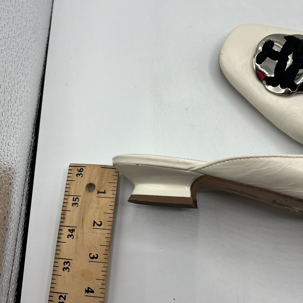 Tory Burch Sz‎ 10 Patos Logo Kitten Heel Mules - Picture 7 of 13